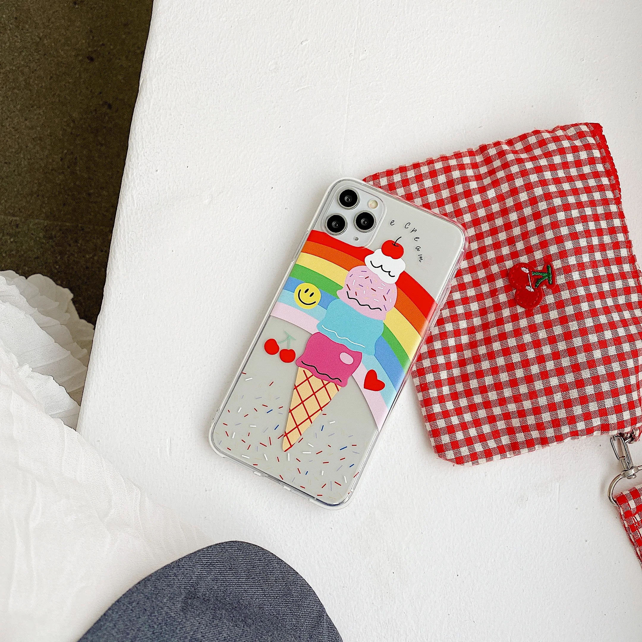 

Cute ice cream Korea INS phone case for iphone XR XS MAX 7 8 PLUS case silicone soft for iphone 11 Pro Max XR cover fundas coque