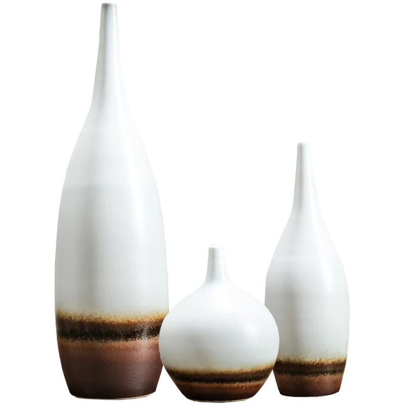 

Porcelain 15CM/25CM/39CM zen flower vase Handmade ceramic modern style Chinese flower pot Home Decor