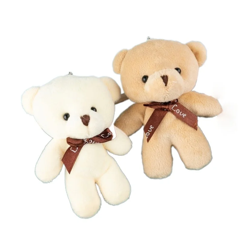 

12cm Mini Cute Siamese Bear Plush Toys PP Cotton Filling Teddy Bear Keychain Pendant Bag Apparel Decoration Small Gift 3 Colors