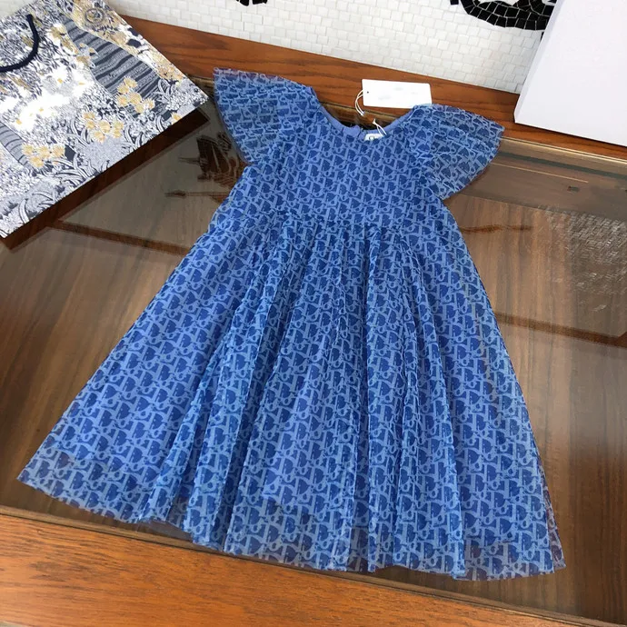 

Girls chiffon net yarn dress summer thin princess skirt small floral holiday dress in the big boy A-line waist skirt
