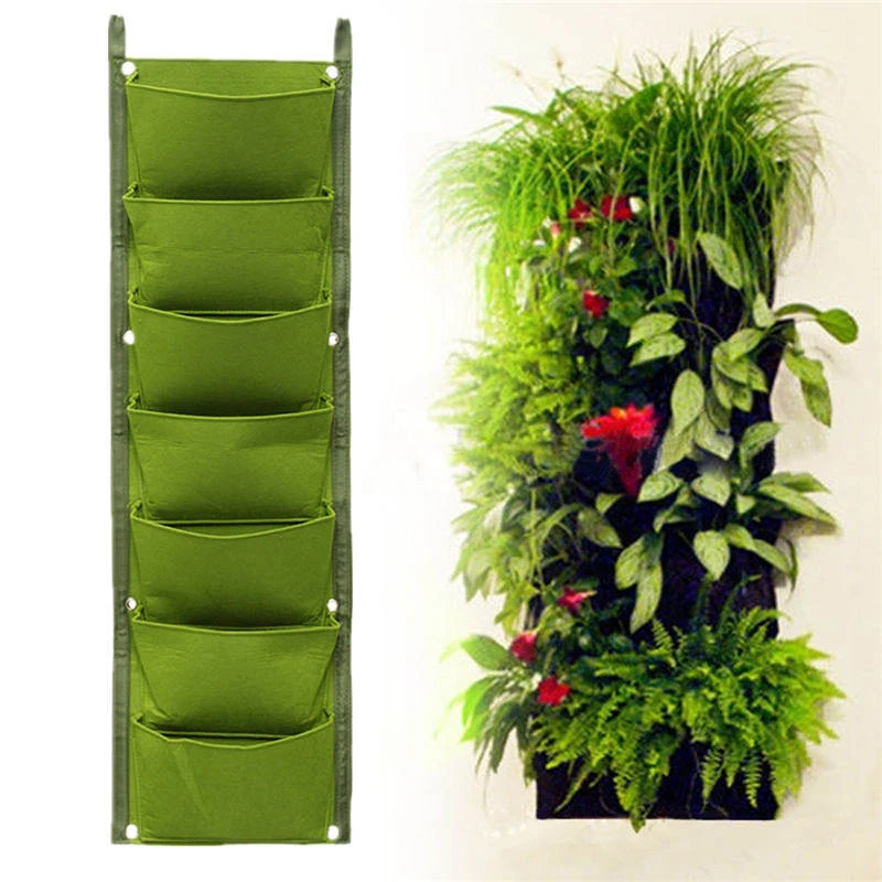 7 Pocket Vertical Growing Planting Bag Wall Hanging Pocket Pot Garden Planter Planting Bag KSI999