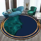 Модный современный Позолоченный край 2021 темно-синий темно-зеленый круговой мозаичный декор для гостиной спальни нескользящий напольный коврик ковер