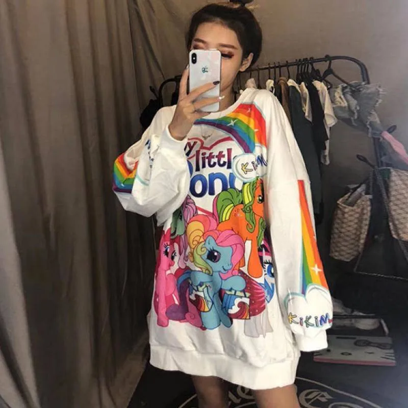 Аниме толстовки женские Kawaii девушки милые женские пуловеры, топы Свободные Мультяшные японские худи женские осенние свободные зеленые толстовки