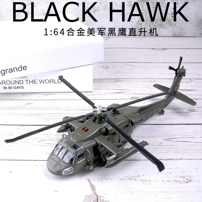 

LED flash 29CM 1/72 scale metal Black Hawk helicopter Millitary model Army fighter aircraft airplane adult children toy military