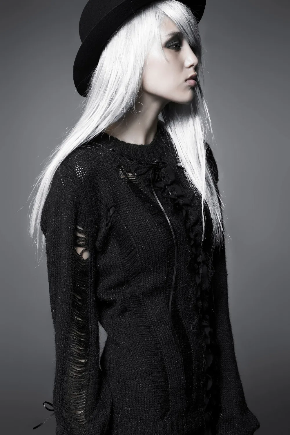 Панк рейв Готический пикантная выдалбливают О-образным вырезом с длинным