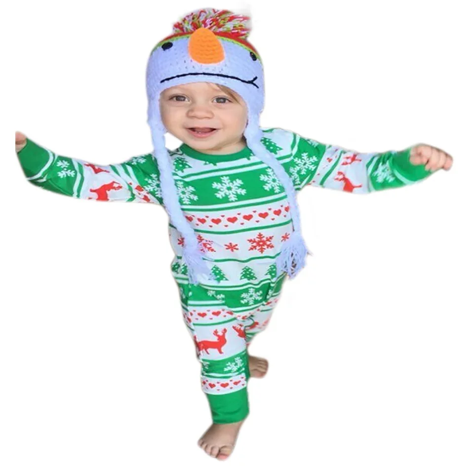 2021 Новый пижамный комплект для маленьких мальчиков и девочек в рождественском