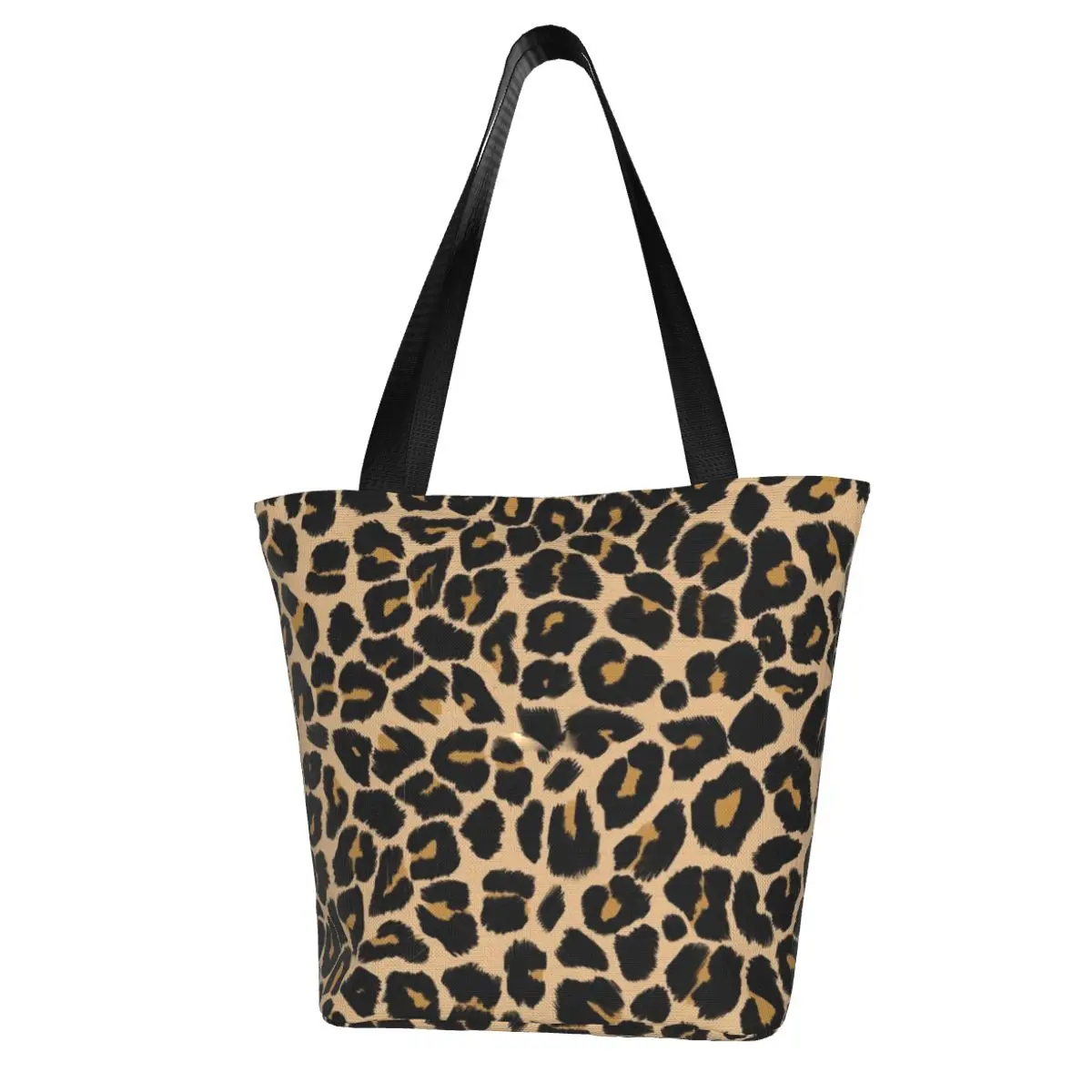 

Leopard Print Traditional Shopping Bag Animal Pattern Streetwear Polyester Handbags Student Fashion Retro Bags