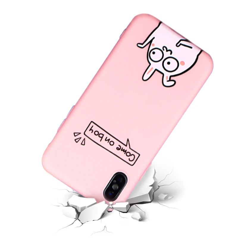 KSTUCNE Cute Case On For iPhone 6 6s 7 8 TPU Silicone Back Cover for X 6S Plus Fashion Funny Matte Soft Cases |