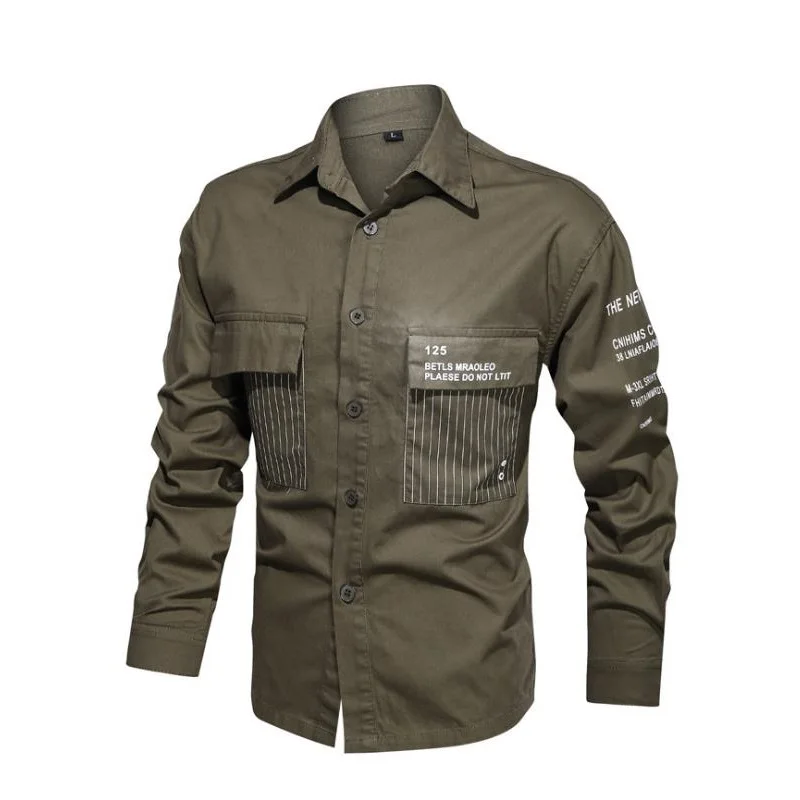 

Autumn And Winter Men's Blouse Cargo Shirts Tactical Long Sleeve Military Style Adult Social Double Pocket Casual COTTON SHIRT