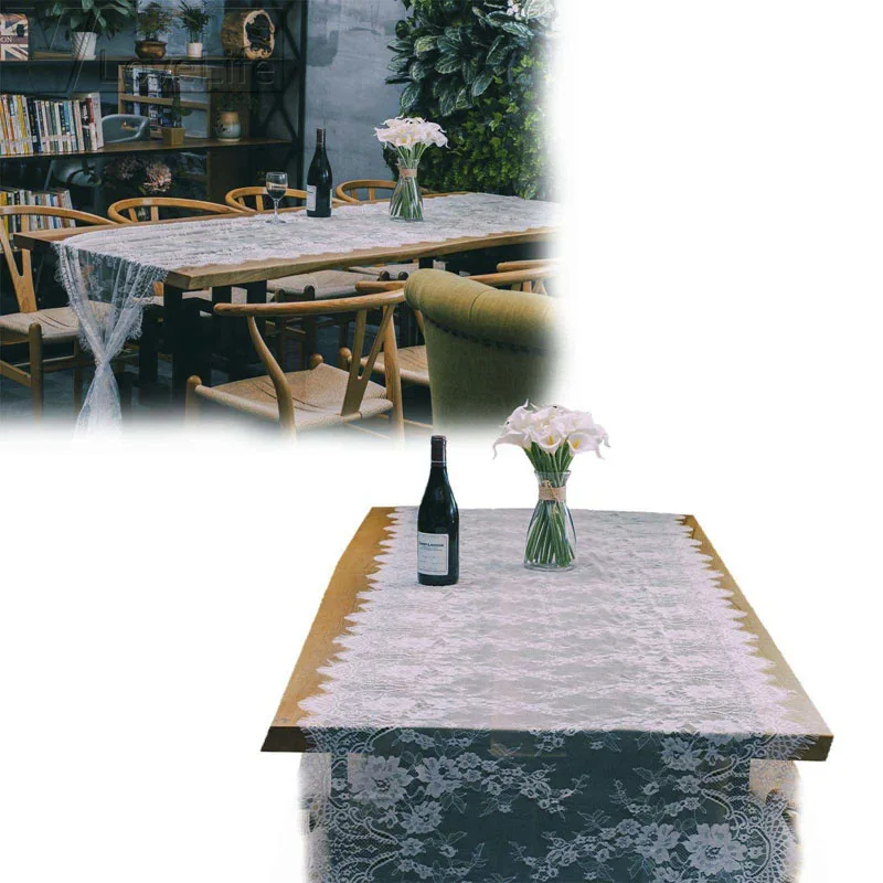 Кружевная скатерть для стола свадебная белая бохо с бахромой вечерние украшения