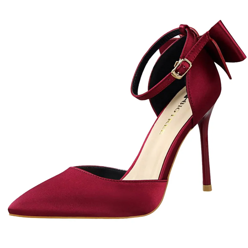 2020 новые женские туфли лодочки на высоком каблуке шелковые пикантные с ремешком