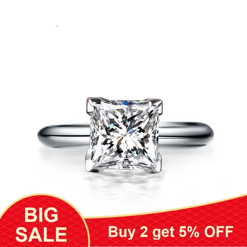 

Кольцо из серебра 100% пробы с фианитами 925 пробы, 0,8ct, 5 А