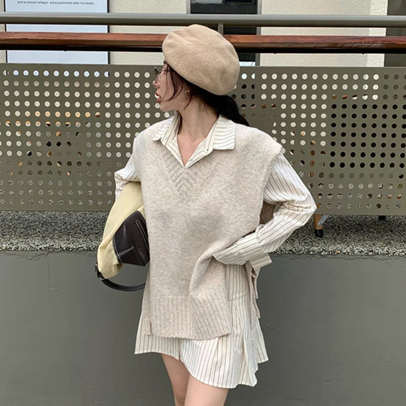Трикотажный жилет с V-образным вырезом женская одежда на весну и осень носите
