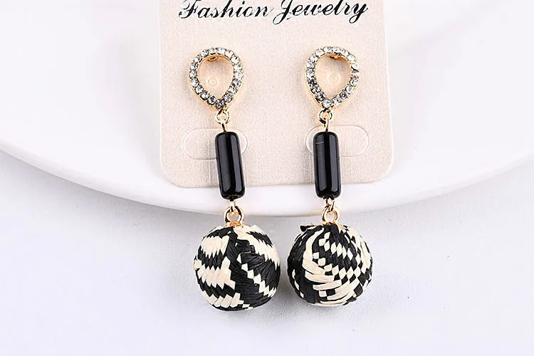 Zeroupp бамбуковая солома камея шар серьги ожерелье аксессуары принадлежности для