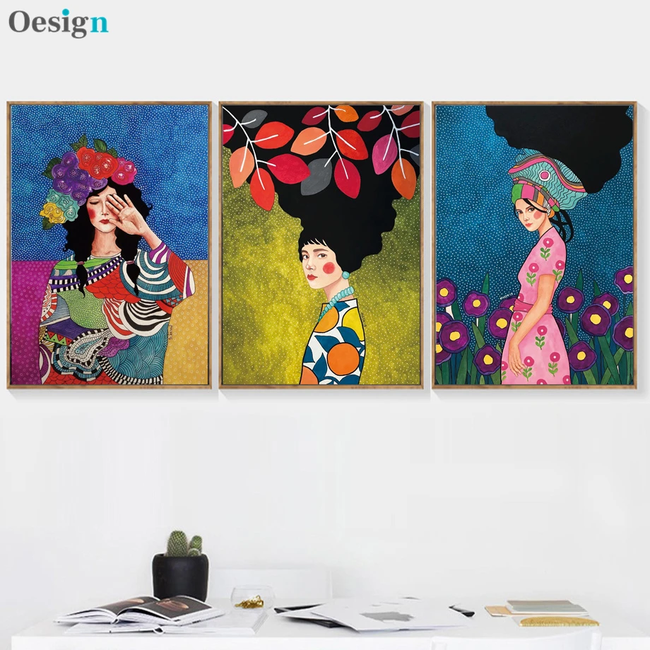Модная картина с изображением девушки волос настенная Картина на холсте