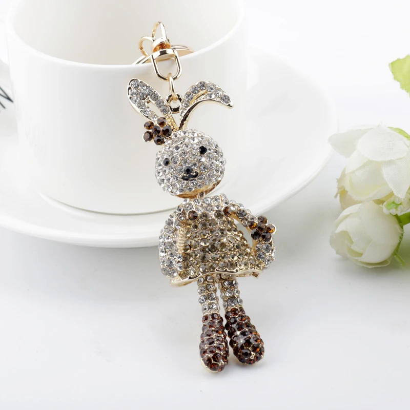 Милый длинный брелок в виде кролика стразы из сплава аксессуары подвеска для