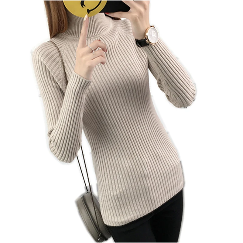 

Fashion Cotton Knitted Sweater Slim Fit Jumper Women Sweater Basic Top Autumn Winter Ladies Pullover Pull Femme Casual Sweater