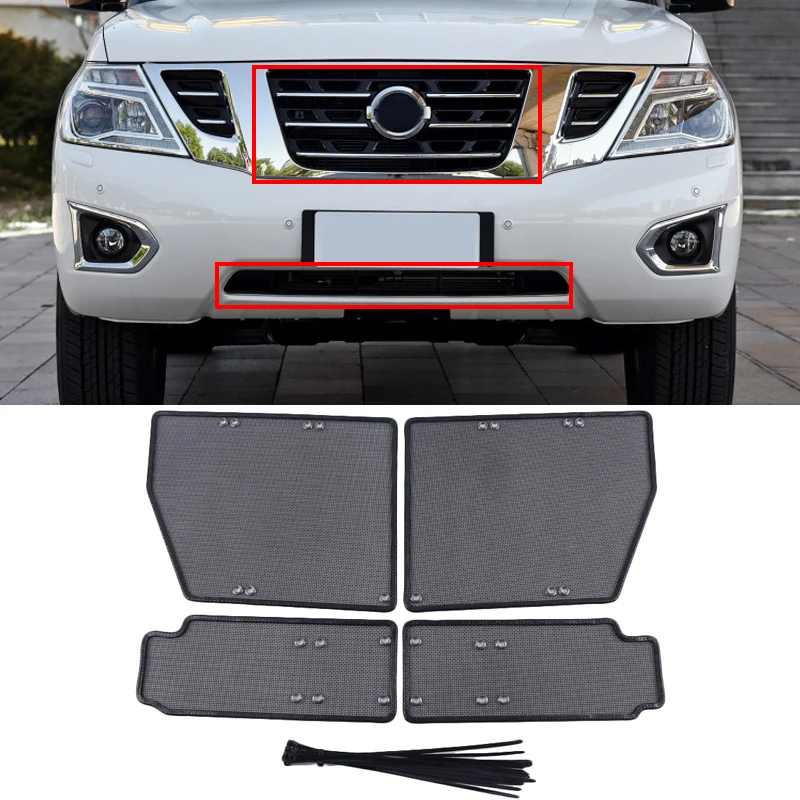 

For Nissan Patrol Y62 2010-2019 Car Accessories Steel Front Grille Insert Net Anti-insect Dust Rat Garbage Proof Inner Cover Net