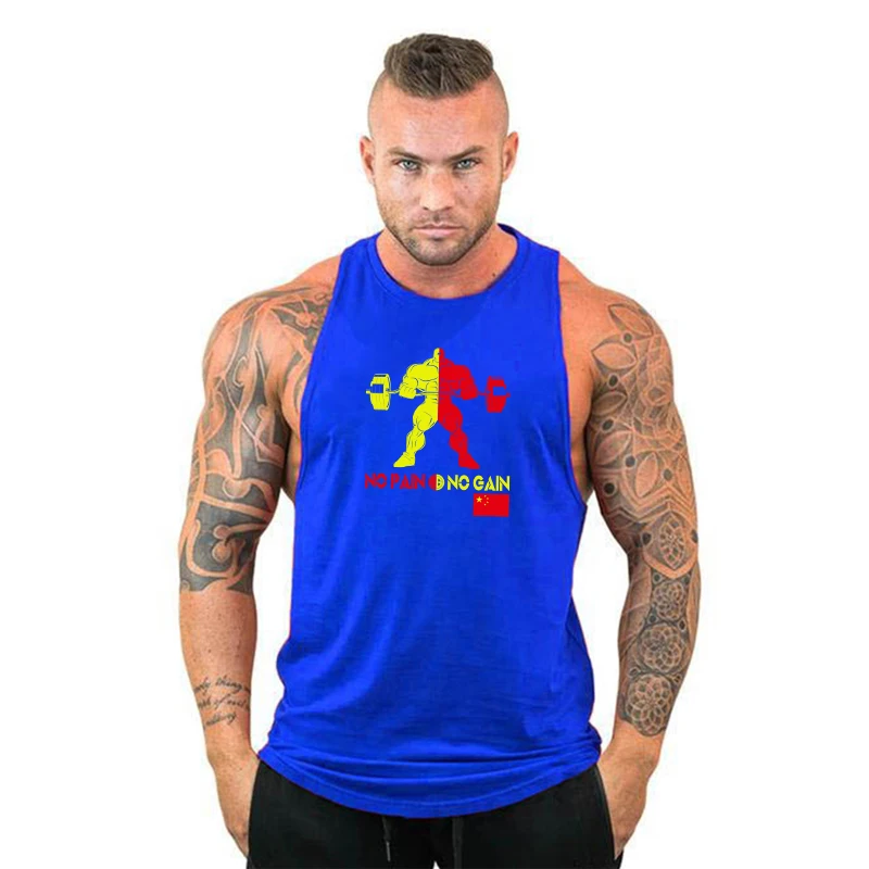 Новые мужские повседневные хлопковые майки для фитнеса без рукавов с круглым