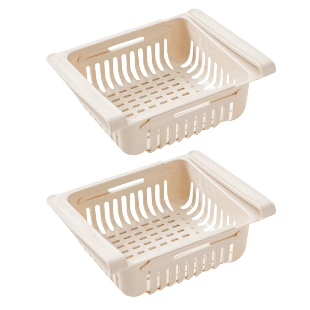 2PCS New Kitchen Storage Shelf Holder Refrigerator Rack Fridge Pull-out Food Organizer Drawer |