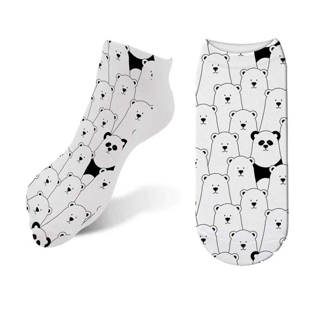 Модные женские носки с 3D принтом панды новые милые до щиколотки унисекс низким