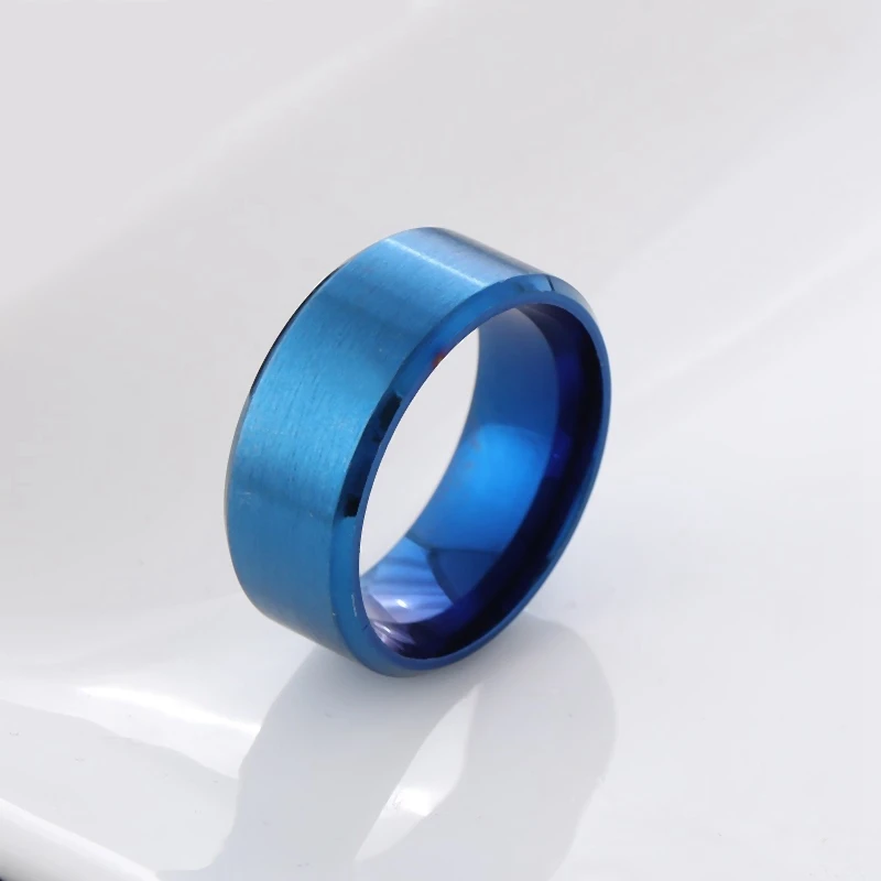 

8mm Stainless Steel Ring for Men Retro Black Gold Silver Blue Color Ring for Women Unisex Fashion Jewelry for Gift Party WC005