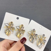 metal petals hollow out the flowers earrings retro fashion personality elegant stud earrings women jewelry wedding accessories