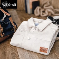 13 5oz french vintage lapel white denim jacket big pockets raglan jacket for men tooling coat natural twill slub fabric overalls