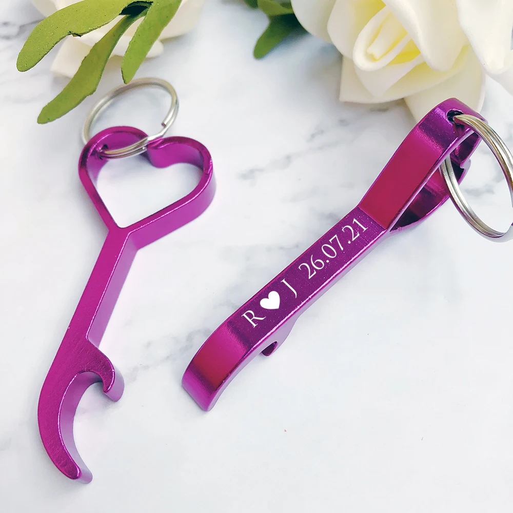 Персонализированный свадебный брелок для ключей сердце Открывалка Для Бутылок