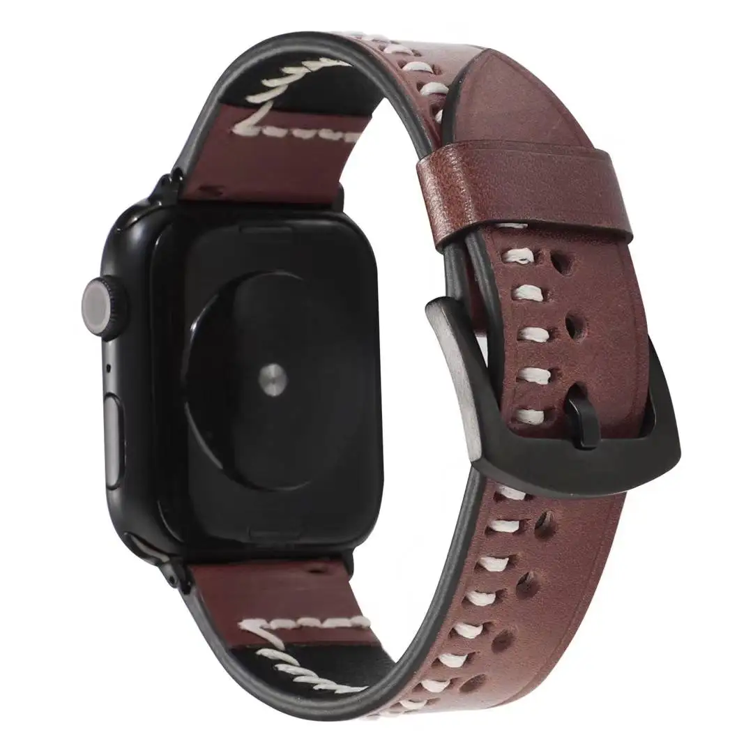 Натуральная кожа ремешок для наручных часов Apple watch, версии 5/4 44 мм 40 мм, ремешок для наручных часов iWatch серии 3/2/1 38 мм 40 мм аксессуары для смарт-браслета - Цвет: Coffee