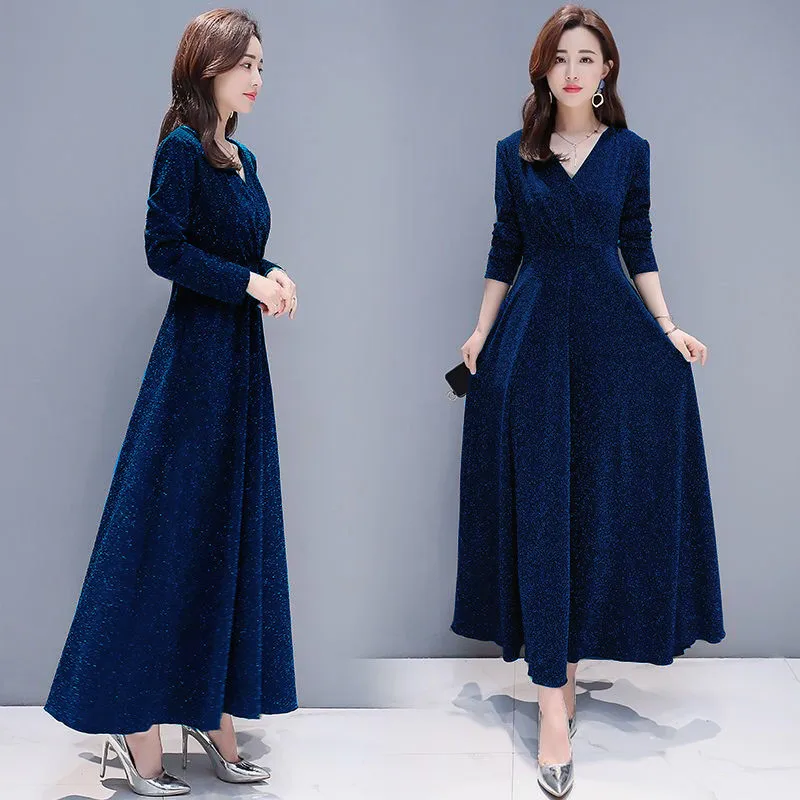 Элегантное блестящее Новое весеннее женское платье макси облегающее пикантное с