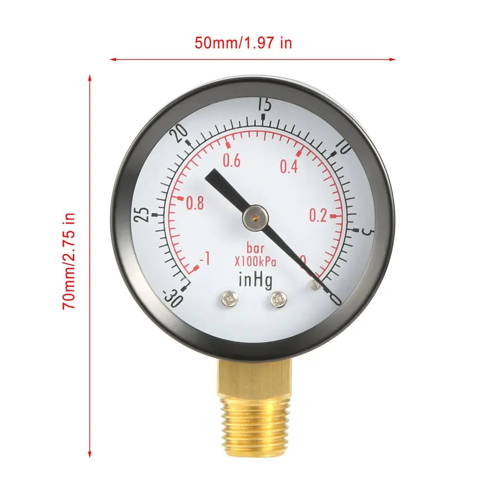 

New Dry Utility Vacuum Pressure Gauge Blk Steel 1/4" NPT Lower Mount -30HG/0PSI TS50-1+1 Brand New Copper Alloy Dual Scale PSI