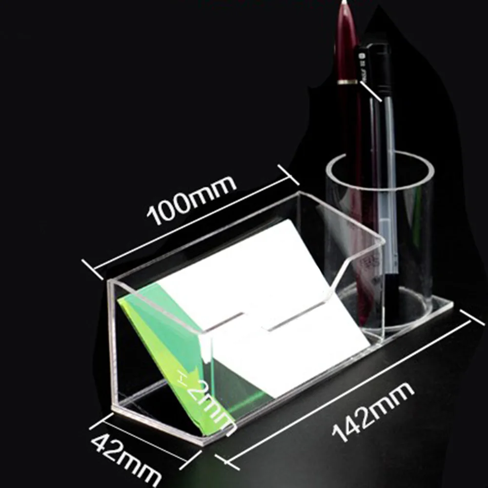 

1pcs Creative Acrylic transparent business card holder with pen holder Office home