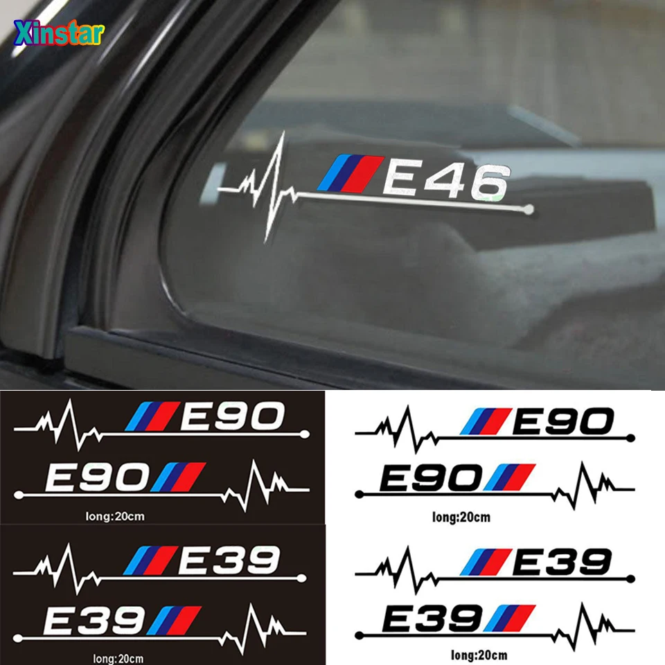 

2pcs Latest design M power performance car windows sticker for BMW M3 M5 1 3 5 Series E30 E34 E36 E39 E46 E60 E90 E87