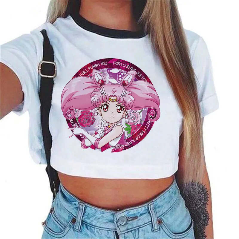 Лето Harajuku футболка для женщин Kawaii принт с изображением героев мультфильма
