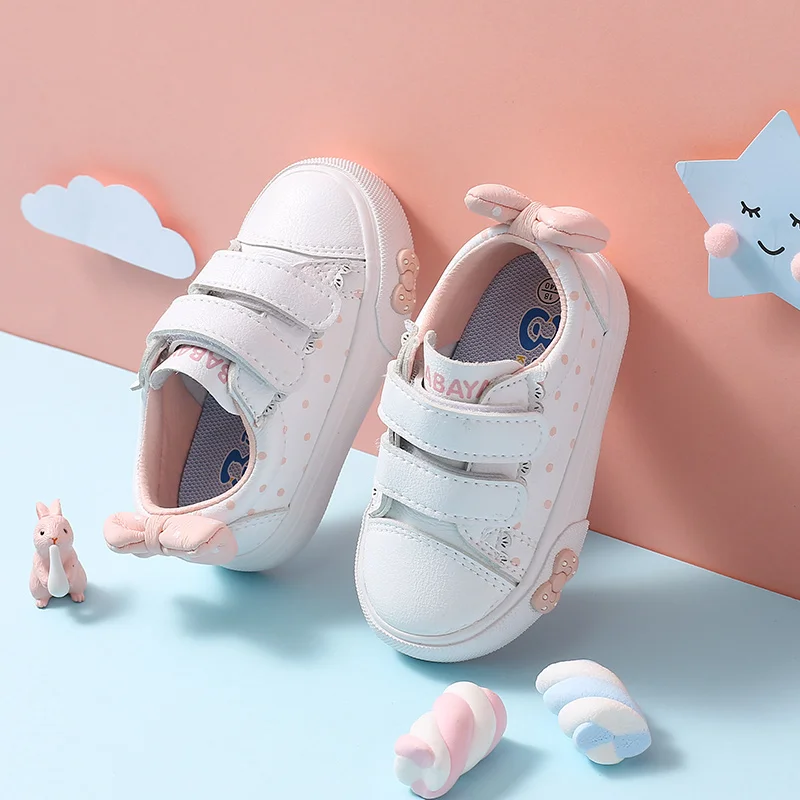 Кроссовки Детские Babaya с мягкой подошвой белые для девочек Girls1-3 лет на осень 2020 |