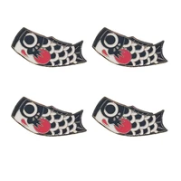 4pcs japanese style enamel pin black koi fish flag brooch clothes decorative jewelry lapel pins badge for friends gifts