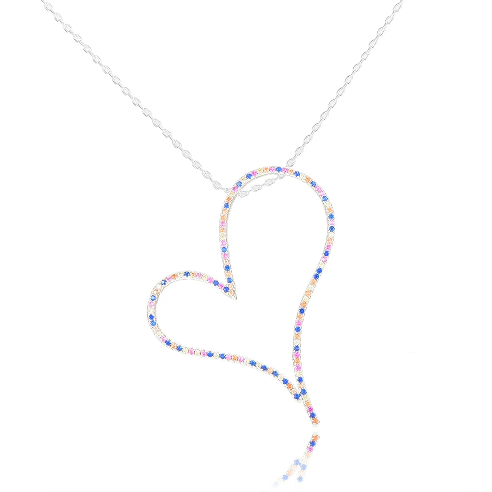 Multicolor GODKI класса люкс сердце Форма наращиваемых кулон Цепочки и ожерелья полный кубический циркон модные очаровательные Для женщин вечерние ювелирные изделия подарок - Окраска металла: Multicolor