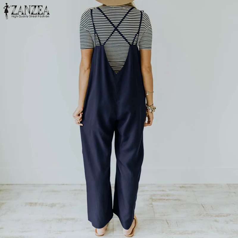 Женские повседневные Комбинезоны на бретельках с v-образным вырезом и широкими