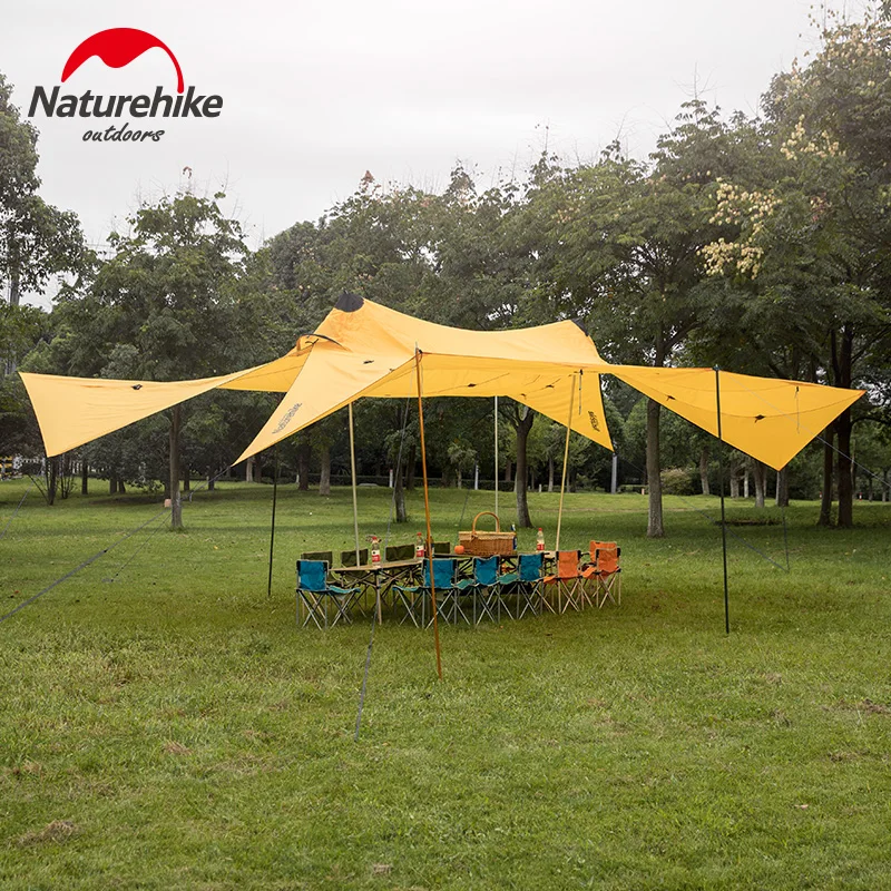 

Naturehike Twin Peaks Outdoor 40D Silicone Nylon Single Layer Large Sunshade Camping Picnic BBQ Tents For 5-8 Persons Family