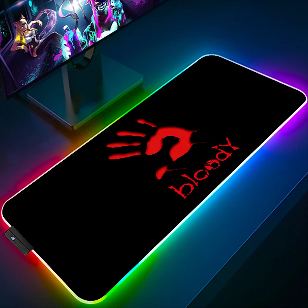 Большой игровой коврик для мыши с аниме кровавым RGB светодиодный компьютерный