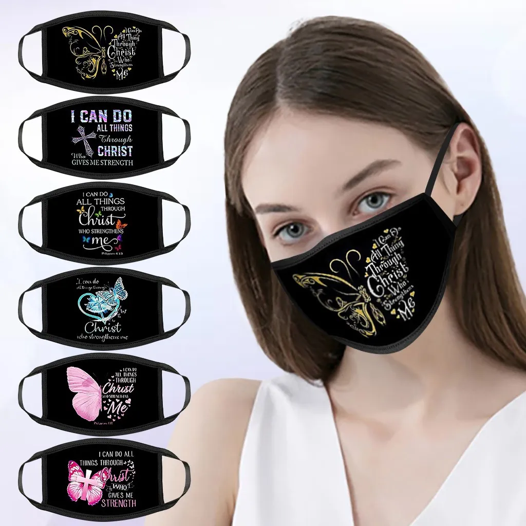 Хлопковая смываемая маска с принтом бабочки для лица изображением рта PM2.5 защита