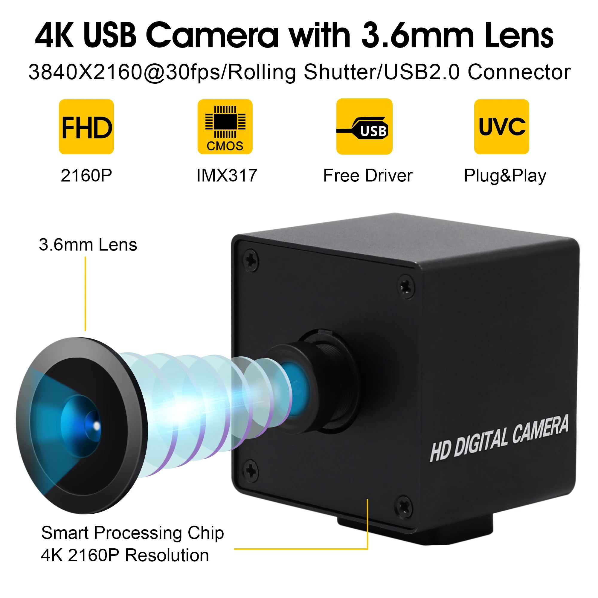 MJPEG 30fps 3840x2160 4K USB веб камера видеонаблюдения CMOS Sony IMX317 с мини Чехол|Камеры