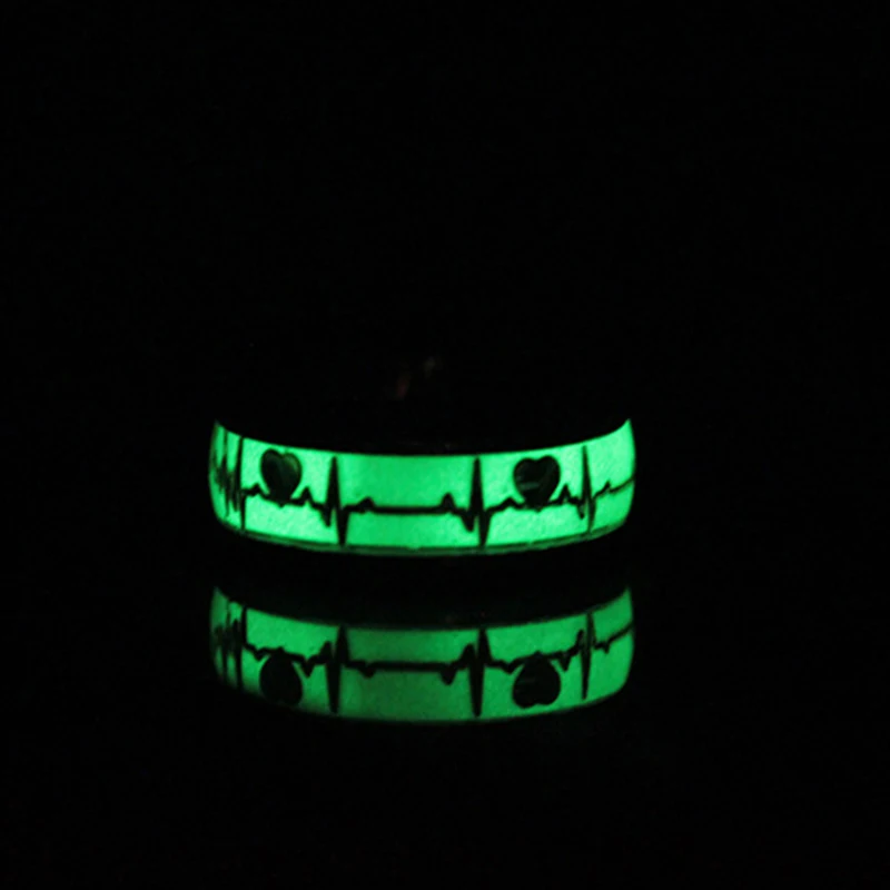 Светящиеся кольца в форме сердца мужские из нержавеющей стали светится темноте