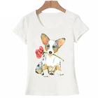 Новая женская футболка на День святого Валентина с изображением роз, летняя хипстерская женская футболка, милые топы с забавной собакой Бостон-терьера, повседневная женская футболка
