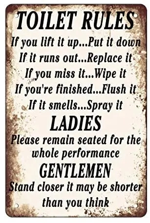 

Toilet Warning Metal Tin Sign Metal Sign Restaurant Cafe Garage Wall Decoration Vintage Cinema Corridor Decoration 8x12 Inches