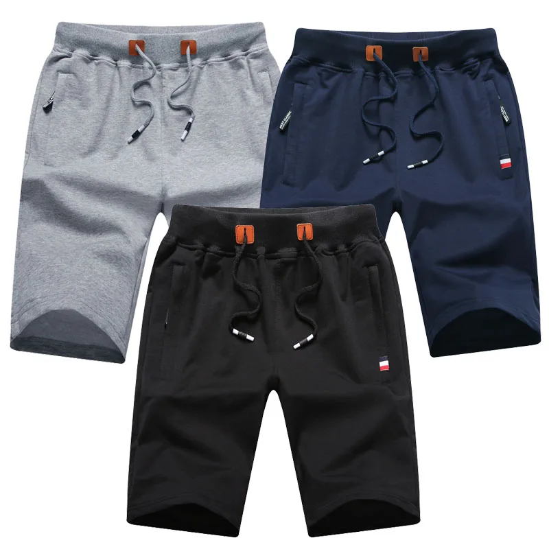 

High quality cotton solid gym running elastic waist drawstring short pants men 2021summer casual shorts men