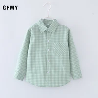 gfmy new spring children shirts fashion plaid turn down collar flannel fabric boys shirts for 3 10 years old kids wear clothes