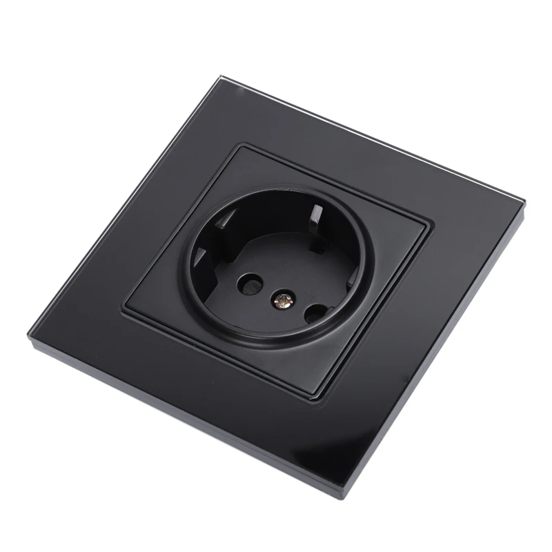 Black Eu Standard Power Socket White Crystal Glass Panel Ac 110~250V 16A Wall | Обустройство дома