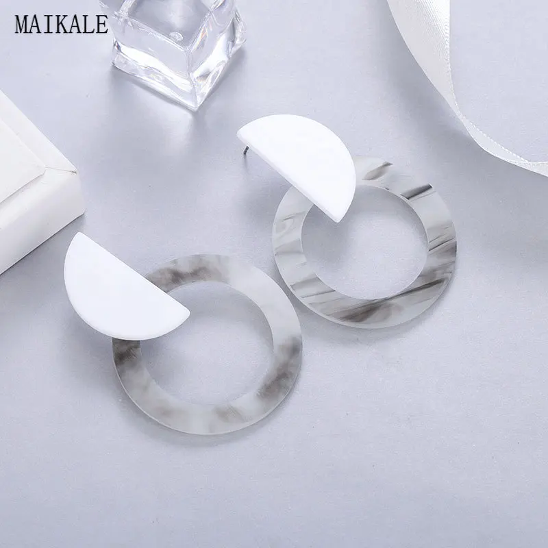 Женские простые серьги подвески MAIKALE круглые из ацетата Богемские Этнические